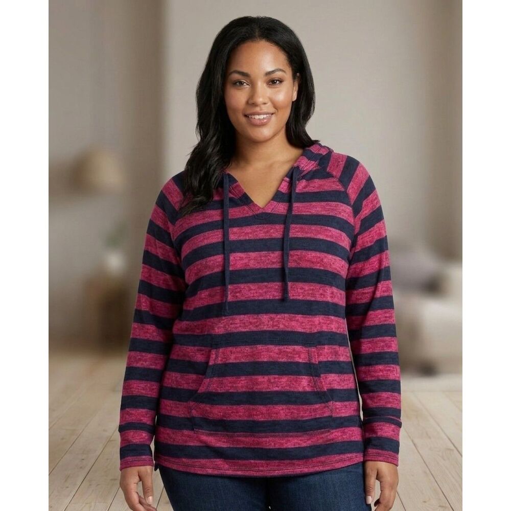 WallFlower Black & Crimson Sheer Knit Pullover Hoodie - Size XL